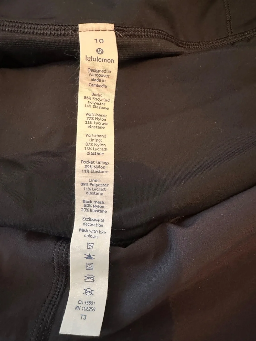Lululemon Dash 2 inch inseam shorts, Black, Size 10